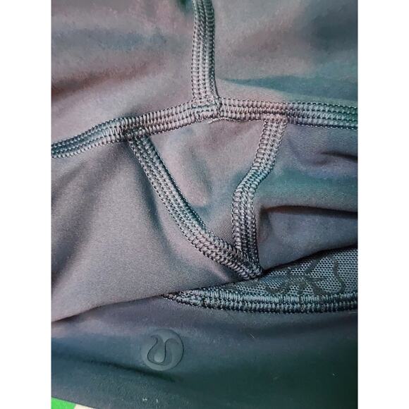 Lululemon High Rise Wunder Under Flocked Everlux Crop Code Blue‎ Leggings Size 4 - Picture 7 of 7